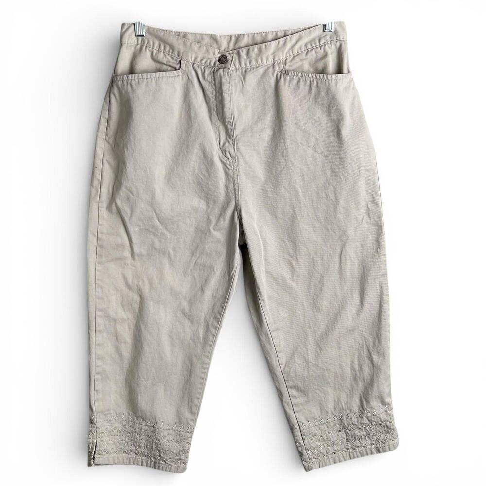 Vintage Bill Blass Embroidered Khaki Capris